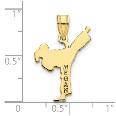 10K Yellow Gold Personalized Girl Karate Pendant