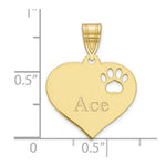 10K Yellow Gold Heart with Name and Paw Print Cut-out Pendant, 16 x 17.5mm view