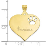 10K Yellow Gold Heart with Name and Paw Print Cut-out Pendant, 22.25 x 24.5mm view