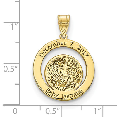 10K Yellow Gold Date and Fingerprint Pendant