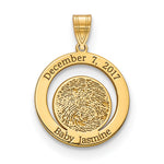 10K Yellow Gold Date and Fingerprint Pendant view