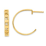 14k & 10k Gold Brushed Initial Post Hoop Earrings view 6