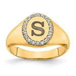 10K & 14K Gold Classic Initial Oval with Diamond Ring view 8