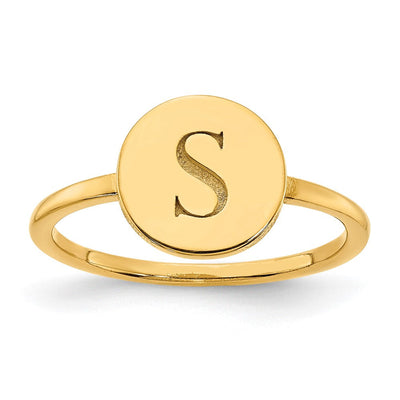 10K & 14K Gold Round Initial Ring