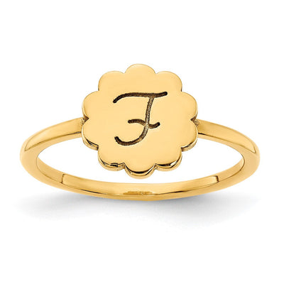 10K & 14K Gold Initial Flower Ring