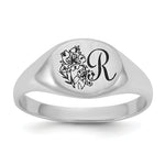 10K & 14K Gold Epoxy Initial and Birth Flower Signet Ring view 8