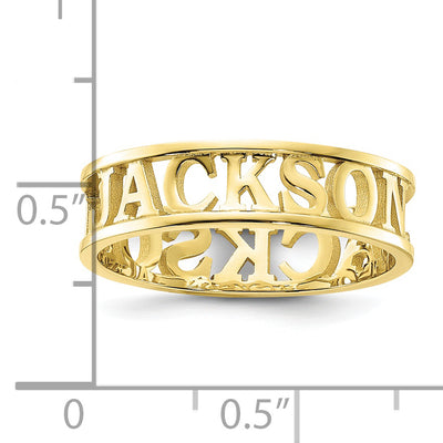 10K Yellow Gold Cut-out Name Ring
