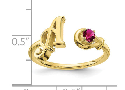 10KY Gold Initial Letter Birthstone Ring Personalized Name Jewelry Accessory (Style 10XNR81AY)