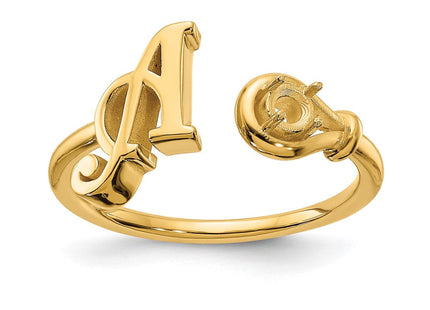 10KY Gold Initial Letter Birthstone Ring Personalized Name Jewelry Accessory (Style 10XNR81AY)