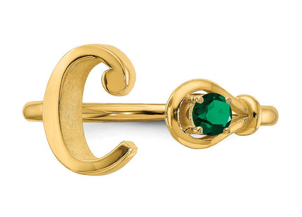 10KY Gold Initial Letter Birthstone Ring Personalized Name Jewelry Accessory (Style 10XNR81CY)