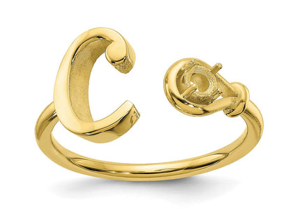 10KY Gold Initial Letter Birthstone Ring Personalized Name Jewelry Accessory (Style 10XNR81CY)