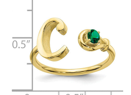 10KY Gold Initial Letter Birthstone Ring Personalized Name Jewelry Accessory (Style 10XNR81CY)