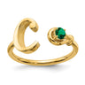 10KY Letter C with Birthstone Ring
