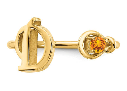 10KY Gold Initial Letter Birthstone Ring Personalized Name Jewelry Accessory (Style 10XNR81DY)