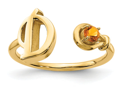 10K Gold Letter with Birthstone Ring