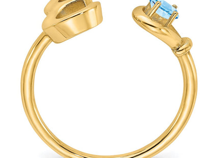 10KY Gold Initial Letter Birthstone Ring Personalized Name Jewelry Accessory (Style 10XNR81EY)