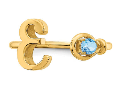 10KY Gold Initial Letter Birthstone Ring Personalized Name Jewelry Accessory (Style 10XNR81EY)