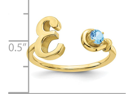 10KY Gold Initial Letter Birthstone Ring Personalized Name Jewelry Accessory (Style 10XNR81EY)
