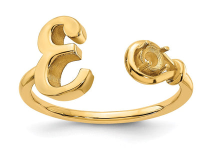 10KY Gold Initial Letter Birthstone Ring Personalized Name Jewelry Accessory (Style 10XNR81EY)