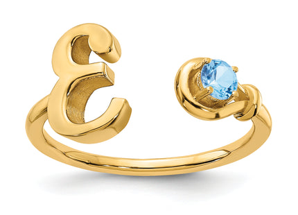 10K Gold Letter with Birthstone Ring