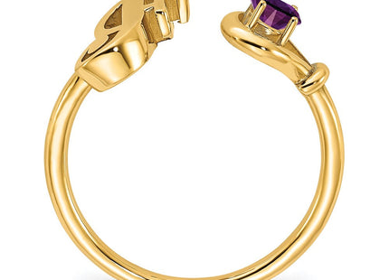 10KY Gold Initial Letter Birthstone Ring Personalized Name Jewelry Accessory (Style 10XNR81FY)
