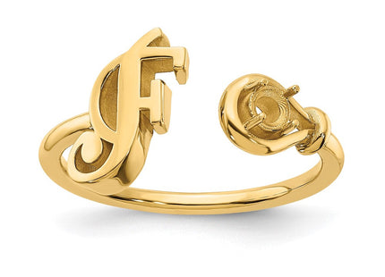 10KY Gold Initial Letter Birthstone Ring Personalized Name Jewelry Accessory (Style 10XNR81FY)