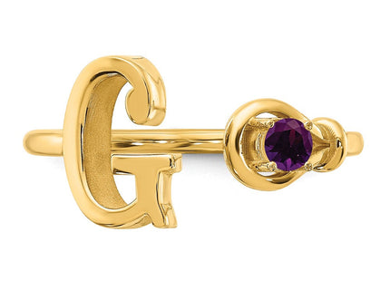 10KY Gold Initial Letter Birthstone Ring Personalized Name Jewelry Accessory (Style 10XNR81GY)