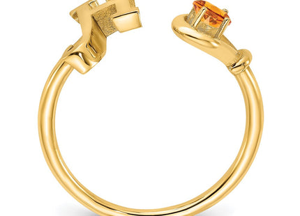 10KY Gold Initial Letter Birthstone Ring Personalized Name Jewelry Accessory (Style 10XNR81HY)