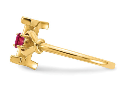 10KY Gold Initial Letter Birthstone Ring Personalized Name Jewelry Accessory (Style 10XNR81IY)