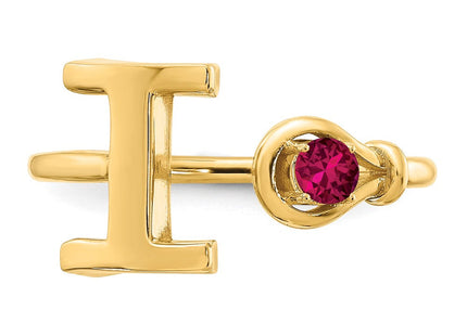 10KY Gold Initial Letter Birthstone Ring Personalized Name Jewelry Accessory (Style 10XNR81IY)