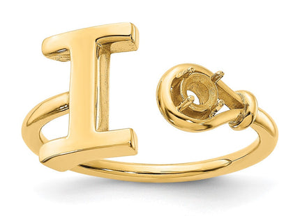 10KY Gold Initial Letter Birthstone Ring Personalized Name Jewelry Accessory (Style 10XNR81IY)