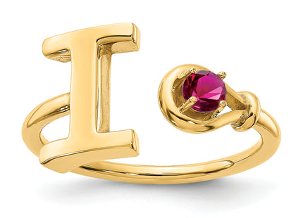10K Gold Letter with Birthstone Ring