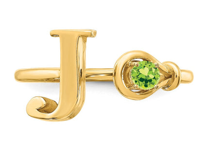 10KY Gold Initial Letter Birthstone Ring Personalized Name Jewelry Accessory (Style 10XNR81JY)