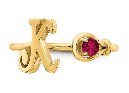 10KY Gold Initial Letter Birthstone Ring Personalized Name Jewelry Accessory (Style 10XNR81KY)