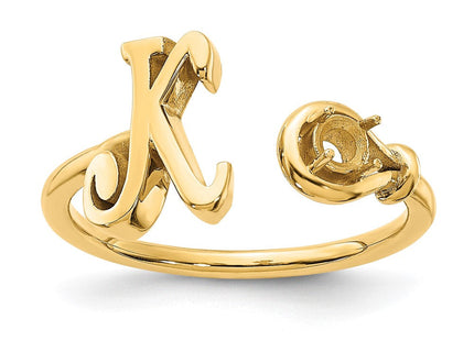 10KY Gold Initial Letter Birthstone Ring Personalized Name Jewelry Accessory (Style 10XNR81KY)