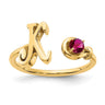 10KY Letter K with Birthstone Ring