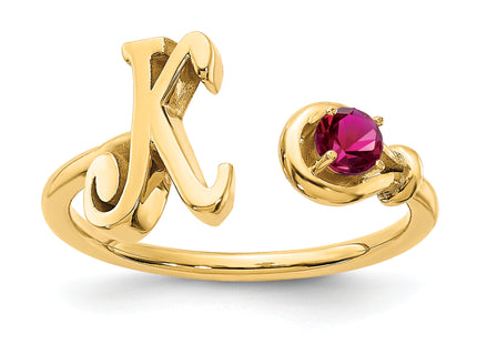 10K Gold Letter with Birthstone Ring