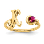 10K Gold Letter with Birthstone Ring view