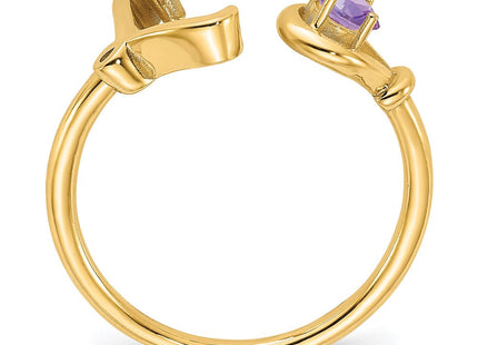 10KY Gold Initial Letter Birthstone Ring Personalized Name Jewelry Accessory (Style 10XNR81LY)