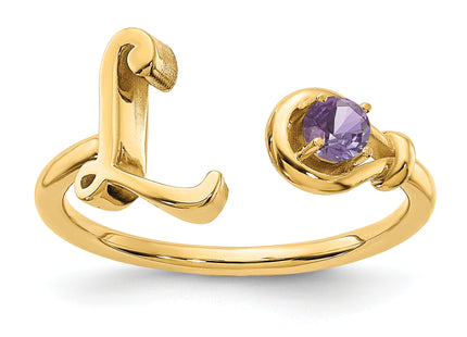 10K Gold Letter with Birthstone Ring