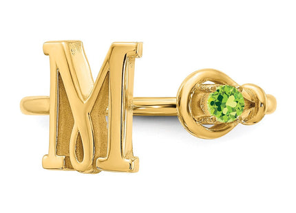 10KY Gold Initial Letter Birthstone Ring Personalized Name Jewelry Accessory (Style 10XNR81MY)