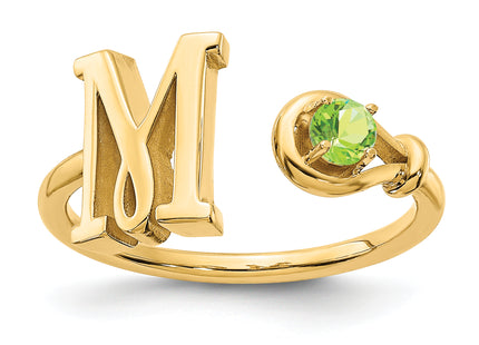10K Gold Letter with Birthstone Ring