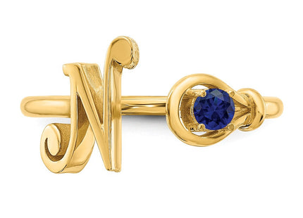 10KY Gold Initial Letter Birthstone Ring Personalized Name Jewelry Accessory (Style 10XNR81NY)