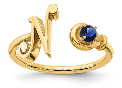 10KY Gold Initial Letter Birthstone Ring Personalized Name Jewelry Accessory (Style 10XNR81NY)
