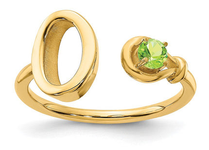 10KY Gold Initial Letter Birthstone Ring Personalized Name Jewelry Accessory (Style 10XNR81OY)