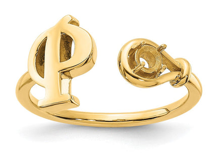 10KY Gold Initial Letter Birthstone Ring Personalized Name Jewelry Accessory (Style 10XNR81PY)
