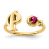 10KY Letter P with Birthstone Ring