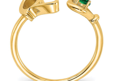 10KY Gold Initial Letter Birthstone Ring Personalized Name Jewelry Accessory (Style 10XNR81QY)