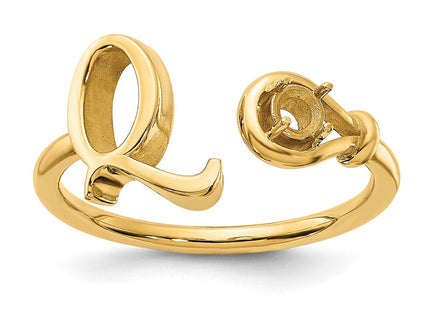 10KY Gold Initial Letter Birthstone Ring Personalized Name Jewelry Accessory (Style 10XNR81QY)
