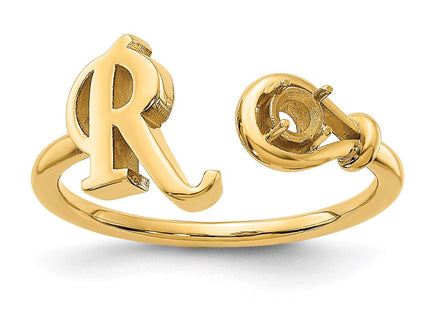 10KY Gold Initial Letter Birthstone Ring Personalized Name Jewelry Accessory (Style 10XNR81RY)